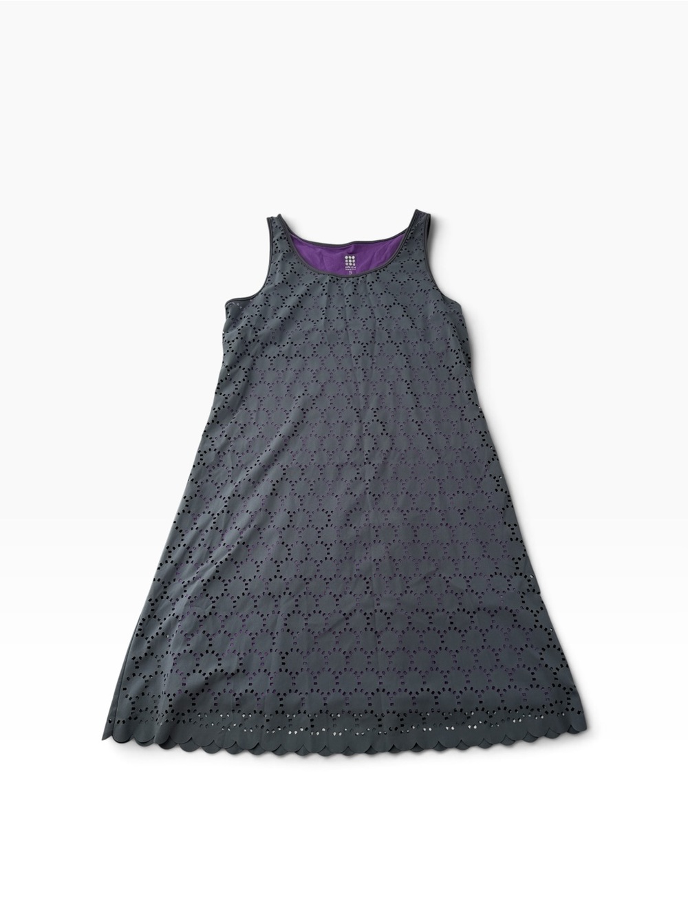 Title Nine Eyelet Nimblene Illusion Grey & Purple Sporty Casual Dress Size S